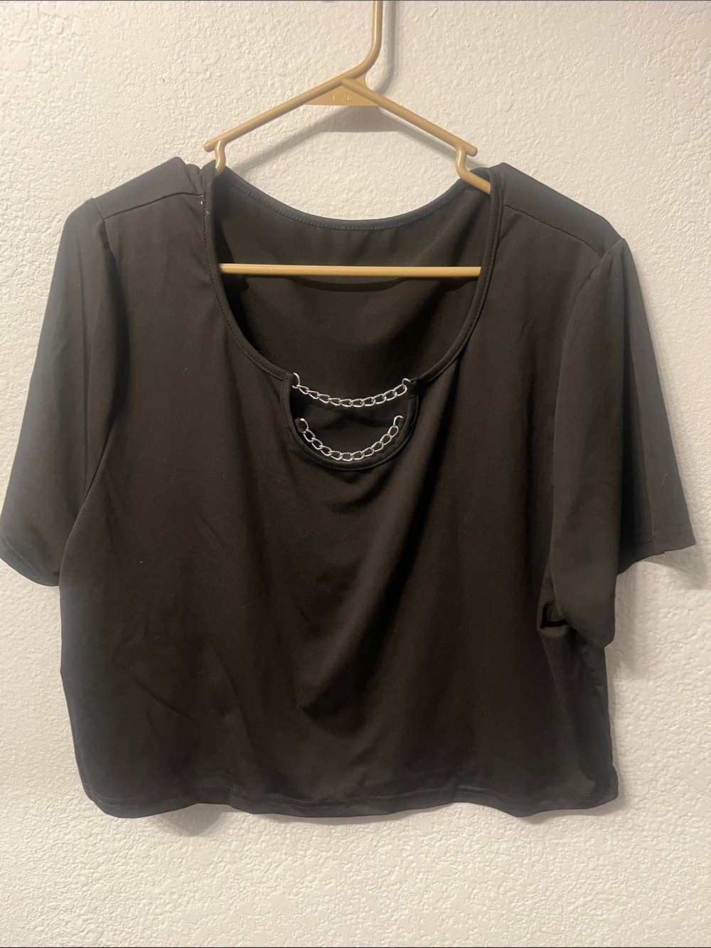 Black Crop Top with Twin Silver Chains